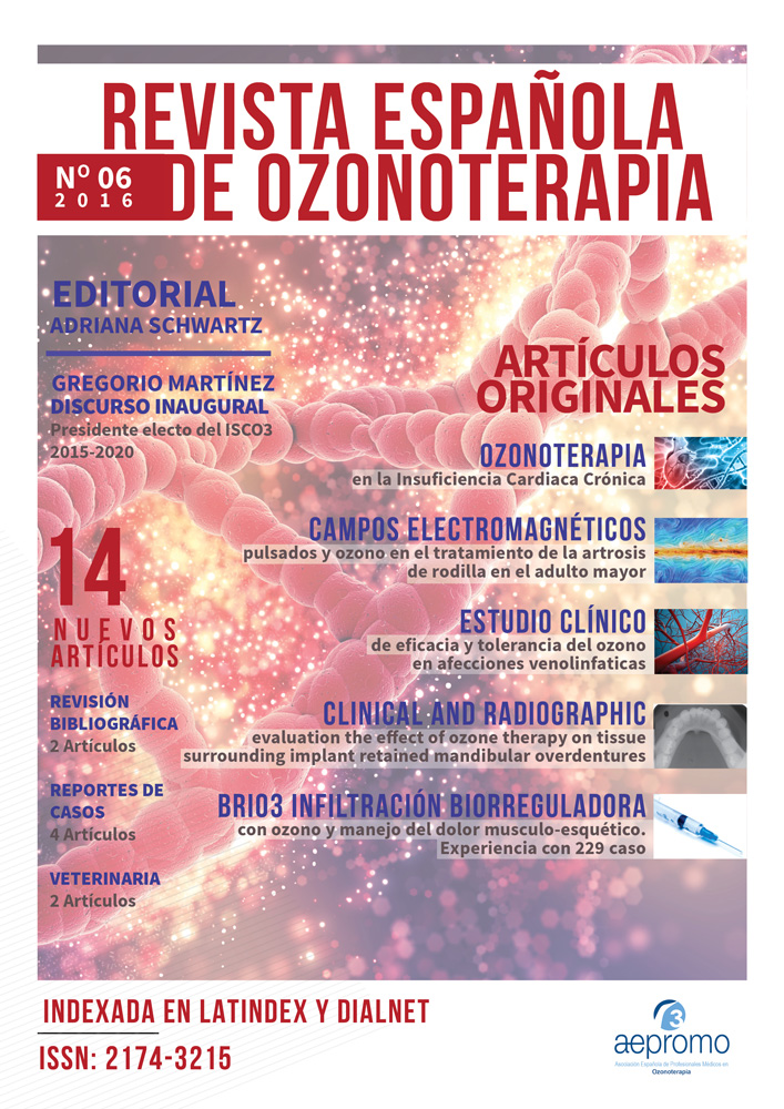 ¡Lea los avances en el mundo de la ozonoterapia! ¡Acceda electrónicamente al vol. 6, No. 1 (2016)! REVISTA ESPAÑOLA DE OZONOTERAPIA