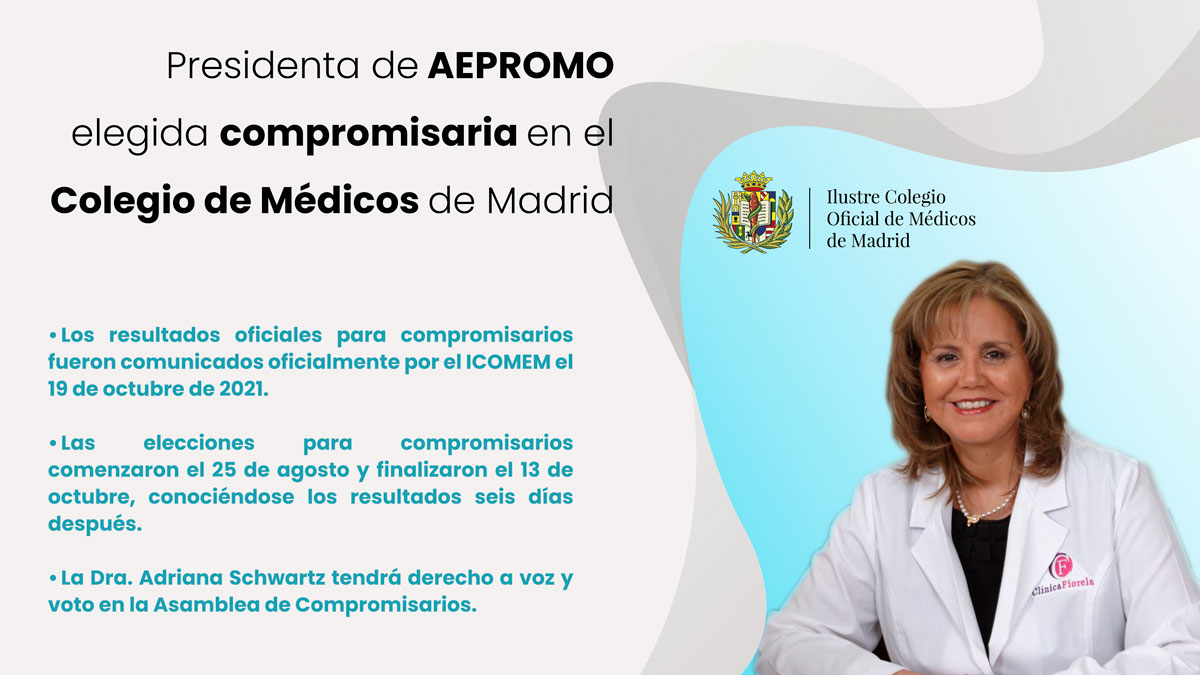 La presidenta de AEPROMO Adriana Schwartz elegida integrante de la ASAMBLEA DE COMPROMISARIOS del ICOMEM  (Ilustre Colegio Oficial de Médicos de Madrid)